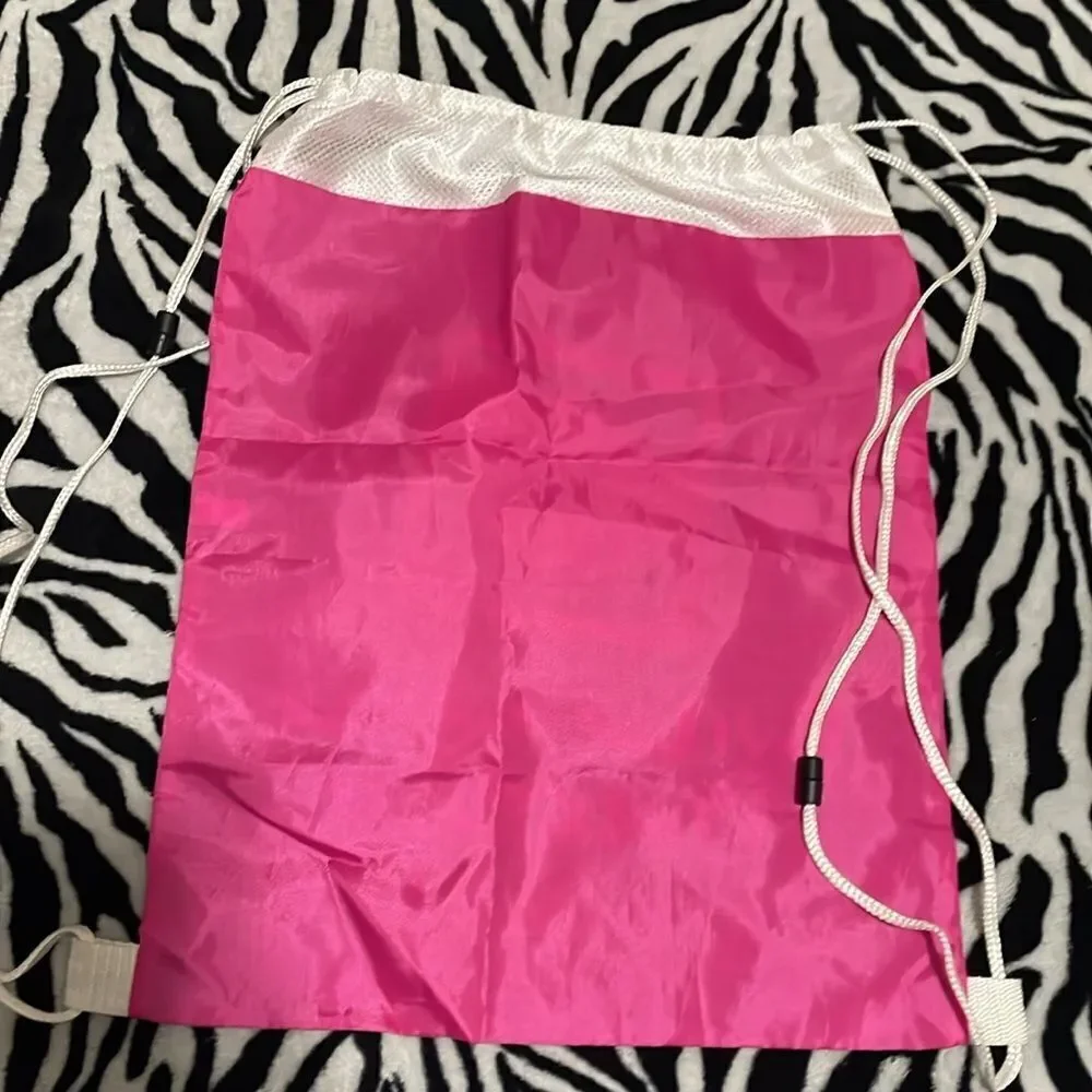 Build a bear workshop New York City BABW pink white mesh drawstring book bag
